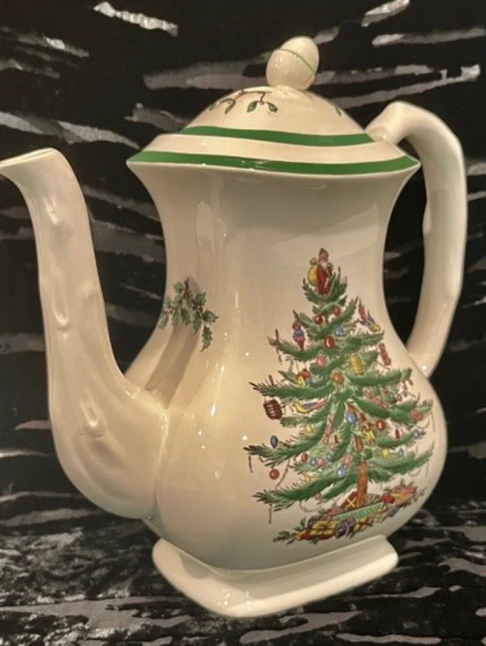Vintage Pre-1976 Spode Christmas Tree Imperialware Coffee Pot with Acorn Lid